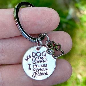 $3 for 20 Spoiled Dog Paw Keychain Silver-tone